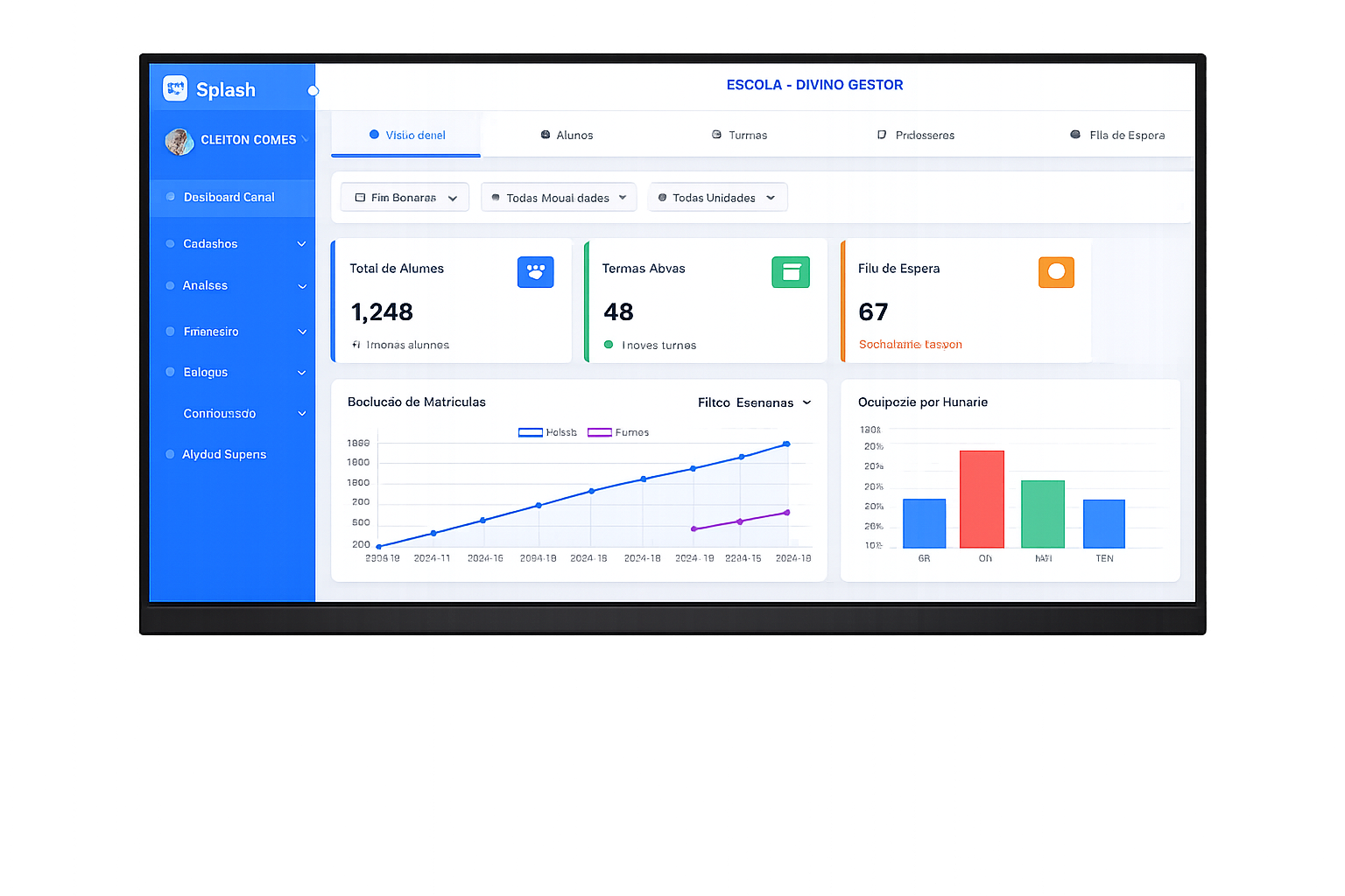 Dashboard Divino Gestor no notebook